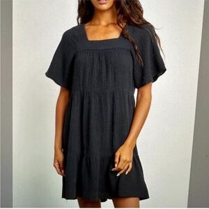 Rails Valentina Dress Gauzy Cotton Black Size S